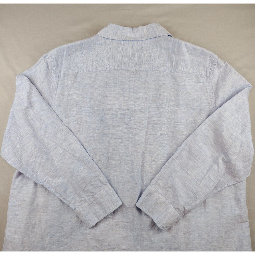 Chaps Womens 1X/XL Linen Cotton Button Down Shirt Light Blue Long Sleeve - Picture 15 of 16